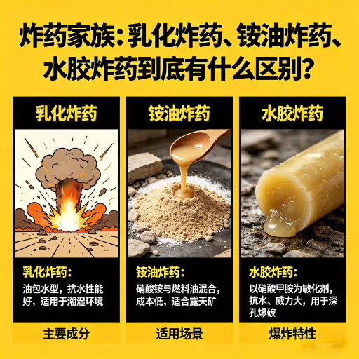 范县炸药家族：乳化炸药、铵油炸药、水胶炸药到底有什么区别？